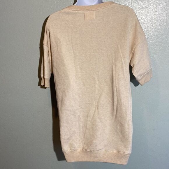 Zara Basic T Shirt, novelty bear woods nature print, long line cream, s - Picture 6 of 7
